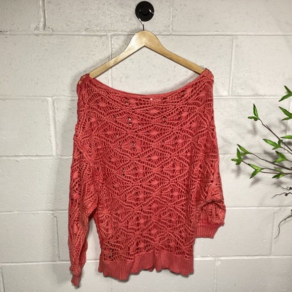 BKE | Buckle | Open Knit Sweater | Size Large | Coral | Excellent Condition - Picture 3 of 3